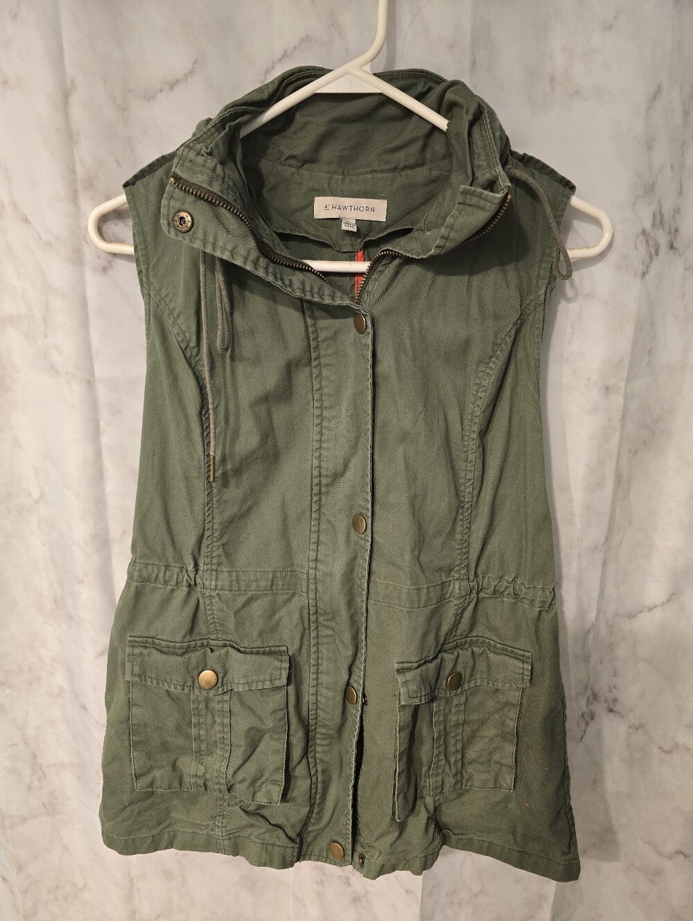 41 Hawthorn Olive Green Jacket with Coral Accent